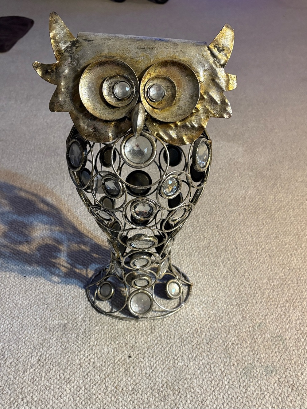 Pier 1 Gold and Silver Metal Owl Sculpture